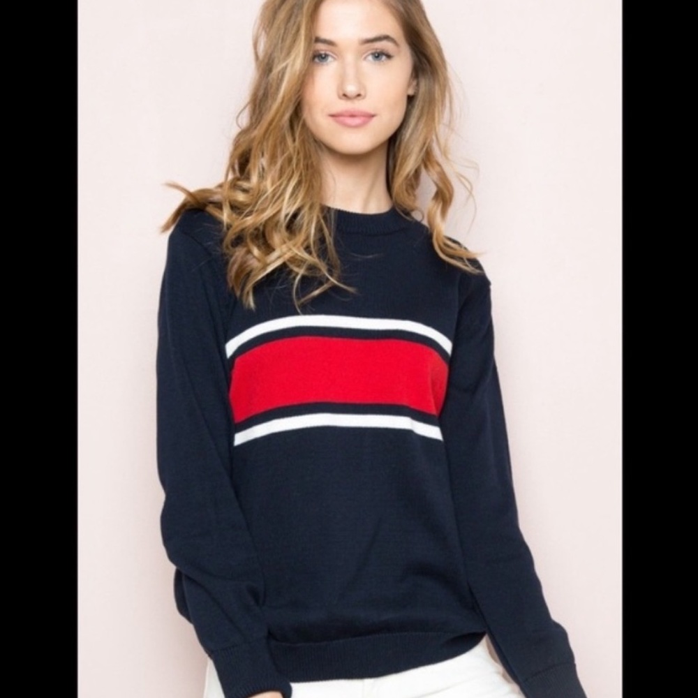 Brandy Melville Red, White & Blue Crewneck Sweater